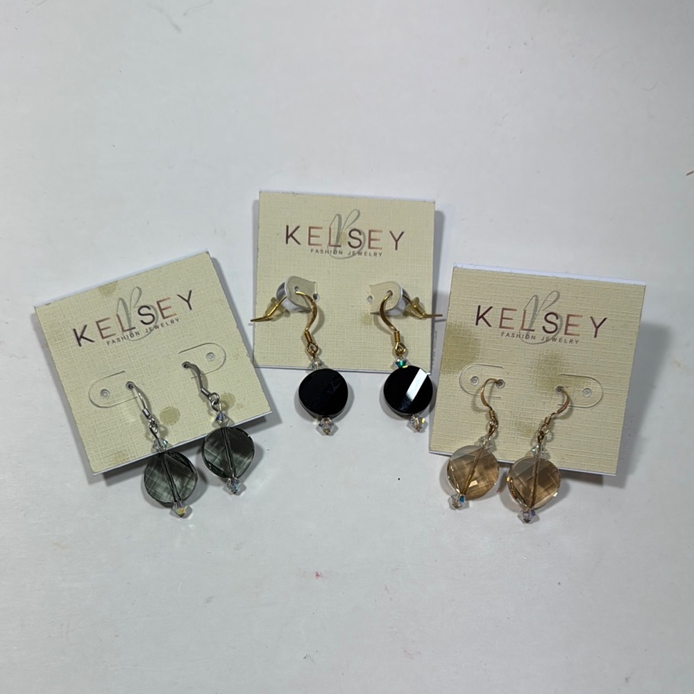 Kelsey Elegant Gold and Black Earring Trio